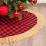 Red checkered tree skirt Christmas ornaments holiday scene with Christmas tree bottom decoration tree apron