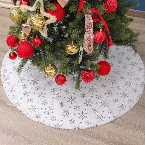 High-end white tree skirt 90 122cm high-end plush beads embroidered Christmas tree group Christmas tree decorations