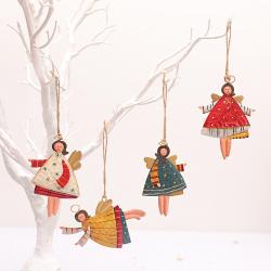 Christmas decoration creative wrought iron handmade painted angel girl pendant Christmas tree pendant accessories supplies