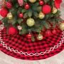 Red checkered tree skirt Christmas ornaments holiday scene with Christmas tree bottom decoration tree apron Red checkered tree skirt Christmas ornaments holiday scene with Christmas tree bottom decoration tree apron