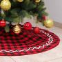 Red checkered tree skirt Christmas ornaments holiday scene with Christmas tree bottom decoration tree apron