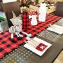 Double New Christmas Decorations Plaid Cloth Table Banner Holiday Home Decoration Red and Black Tablecloth Tablecloth Mat