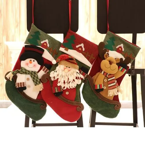 2020 New Christmas Socks Gift Bag Christmas Tree Decoration Pendant Christmas Gift Supplies Santa Socks