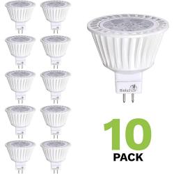 10packs LED MR16 LED Bulb Dimmable 3000K 50W Halogen Replacement 12VAC DC GU5.3 Base 400 Lumen 40° Beam Angle