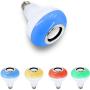 LED Light Bulb Bluetooth Speaker, 6W E26/E27 RGB Changing Lamp Wireless Stereo Audio with 24 Keys Remote Control