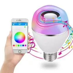 LED Bluetooth Light Bulb Speaker, Multi-Connected Music Bulbs, 8W E26/E27 RGB + Warm White Color Changing Lamp with APP Control - Play Music Synchronously(1 Pack)