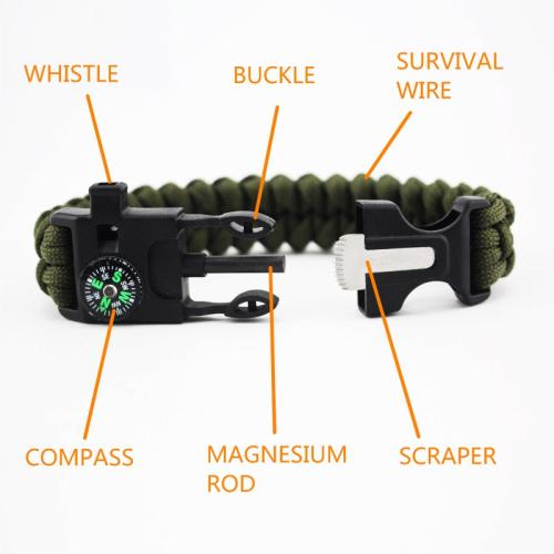 Survival Bracelet,Paracord Bracelet Kit Outdoor Survival Bracelet Camping Hiking Gear with Compass, Fire Starter, Whistle And Emergency Knife,Men's Jewelry
