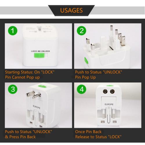 Universal power plug, Universal International Travel Adapter & Converter  Kit with 6A - UK, US, AU, Europe All in One Plug Adapter - Over 150 Countries,Built-in Safety Shutters 