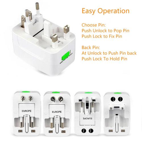 Universal power plug, Universal International Travel Adapter & Converter  Kit with 6A - UK, US, AU, Europe All in One Plug Adapter - Over 150 Countries,Built-in Safety Shutters 