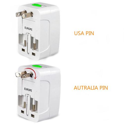 Universal power plug, Universal International Travel Adapter & Converter  Kit with 6A - UK, US, AU, Europe All in One Plug Adapter - Over 150 Countries,Built-in Safety Shutters 