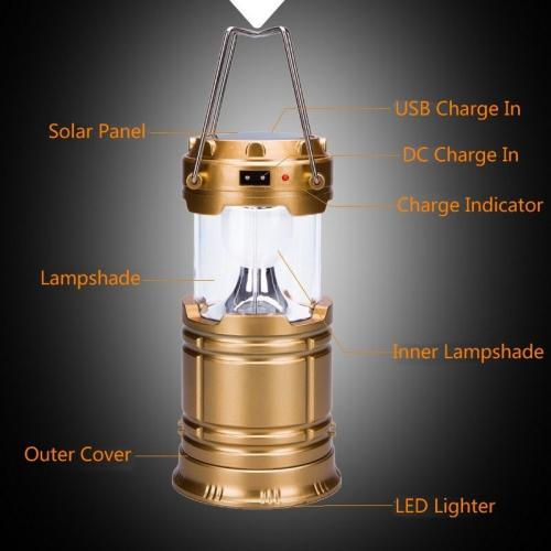 LED camping lights set include Collapsible Solar LED Camping Lantern,Bluetooth Sports Audio Speaker,Vacuum Insulated Stainless Steel Water Bottle,& Survival Bracelet for Outdoor Sports,Hiking