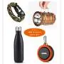 LED camping lights set include Collapsible Solar LED Camping Lantern,Bluetooth Sports Audio Speaker,Vacuum Insulated Stainless Steel Water Bottle,& Survival Bracelet for Outdoor Sports,Hiking