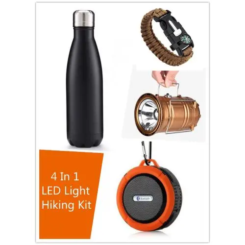 LED Lights Hiking Kit include Collapsible Solar LED Camping Lights, Bluetooth Sports Audio Speaker,Vacuum Insulated Stainless Steel Water Bottle,& Survival Bracelet for Outdoor Sports,Hiking LED Lights Hiking Kit include Collapsible Solar LED Camping Lights, Bluetooth Sports Audio Speaker,Vacuum Insulated Stainless Steel Water Bottle,& Survival Bracelet for Outdoor Sports,Hiking