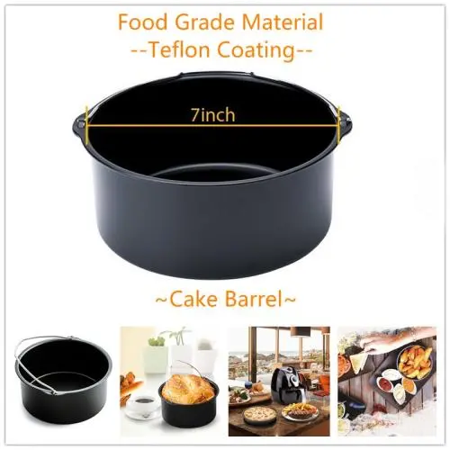 8 Inch Air Fryer Accessories Fits All 3.2QT - 5.3QT - 5.8QT - Non-stick Barrel / Pizza Pan 8 Inch Air Fryer Accessories Fits All 3.2QT - 5.3QT - 5.8QT - Non-stick Barrel / Pizza Pan