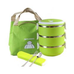 Stainless Steel Round Lunch Box, Insulated Lunch Bag, Lock Container Bag, Spoon and Fork Set, Food Storage Boxes for work and school,3-Tier Insulation Storage Boxes with Lunch Box Bag, 