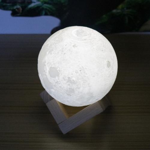 Lunar Night Light, 3D Moon LED Lamp, USB Charging Night Light, Sound Control Colorful Light, Diameter 3.9 Inch, 3D printing Moon Light