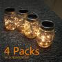 4 Pack Solar Mason Jar String Lights, Mason Jar with Solar 10 Led String Fairy Star Lights Twist on Silver Lids, Perfect for Mason Jar Decor,Patio Garden Path Lights