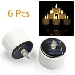 6 Pieces Flicker Solar LED Light Candles Warm White Flameless Electronic Solar LED Lamp Nightlight Plastic Solar Energy Candle for Outdoor Camping Emergency