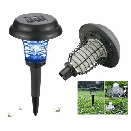 Solar Mosquito Zapper, LED Mosquito Killer Bug Zapper Electronic Insect Worm Killer LED Solar Outdoor Garden Lawn Camping Lamp Whole Night Protector 2 in 1 Zapper and Light