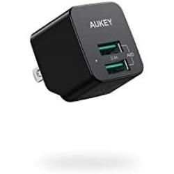 AUKEY USB Wall Charger with Foldable Plug, Ultra Compact USB Charger Dual USB Port 2.4A Output for iPhone 11 Pro Max, iPad Pro, AirPods Pro, Samsung and More