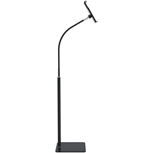 Creatop Tablet Floor Stand with Flexible Gooseneck and Stable Aluminum Base Suitable for 3.5” - 11” Smart Phone & Tablet Black