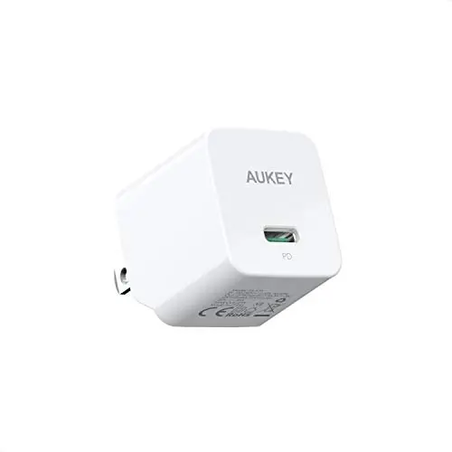 iPhone Fast Charger AUKEY USB C Charger 18W PD Charger Foldable Plug USB C Wall Charger for iPhone 11 Pro Max AirPods Pro iPad Pro, Samsung Galaxy S10 Note 9, Google Pixel 4 3 2 XL, LG, Huawei - White iPhone Fast Charger AUKEY USB C Charger 18W PD Charger Foldable Plug USB C Wall Charger for iPhone 11 Pro Max AirPods Pro iPad Pro, Samsung Galaxy S10 Note 9, Google Pixel 4 3 2 XL, LG, Huawei - White