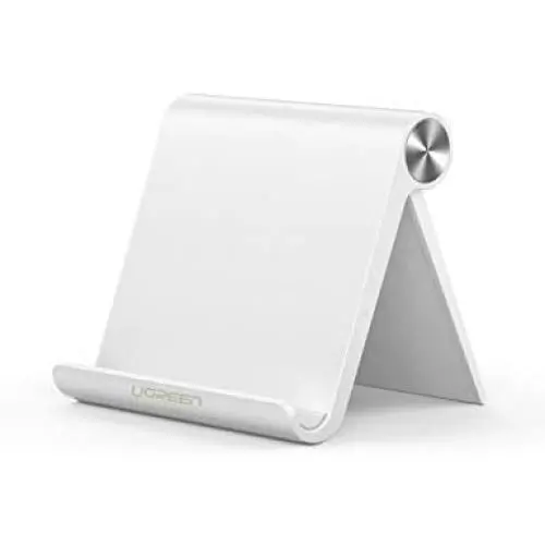 UGREEN Cell Phone Stand Holder Mobile Phone Dock Compatible for iPhone 11 Pro Max SE XS XR 8 Plus 6 7 5, Samsung Galaxy S20 S10 S9 S8 S7 S6 Android Smartphone Holder Desk Adjustable Foldable (White)