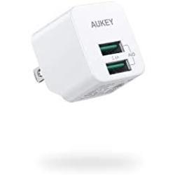 AUKEY USB Wall Charger with Foldable Plug, Ultra Compact USB Charger Dual USB Port 2.4A Output for iPhone 11 Pro Max, iPad Pro, AirPods Pro, Samsung and More