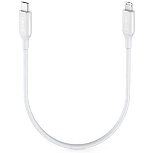 USB C to Lightning Cable (1 ft), Anker Powerline III MFi Certified Fast Charging Lightning Cable for iPhone 11/11 Pro / 11 Pro Max/X/XS/XR Max / 8 Plus/AirPods Pro, Supports Power Delivery (White)