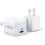 USB C Charger, Anker 18W PIQ 3.0 Compact Fast Charger Adapter, PowerPort III Nano USB C Wall Charger for iPhone 11/11 Pro / 11 Pro Max, Galaxy S10/S9, Pixel, iPad Pro, Nintendo and More (2-Pack)