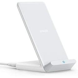 Anker Wireless Charger, PowerWave Stand, Qi-Certified for iPhone 11, 11 Pro, 11 Pro Max, XR, Xs Max, XS, X, 8, 8 Plus, 10W Fast-Charging Galaxy S10 S9 S8, Note 10 Note 9 and More (No AC Adapter)