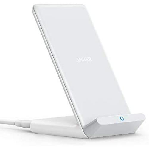 Anker Wireless Charger, PowerWave Stand, Qi-Certified for iPhone 11, 11 Pro, 11 Pro Max, XR, Xs Max, XS, X, 8, 8 Plus, 10W Fast-Charging Galaxy S10 S9 S8, Note 10 Note 9 and More (No AC Adapter)