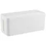 Cable Management Box with Tablet and Phone Holder, Cable Holes on The Top for Easy Charging, Large Cord Box Organizers to Hold and Hide Power Strip Charger Adapter Power Cord USB HUB (White)