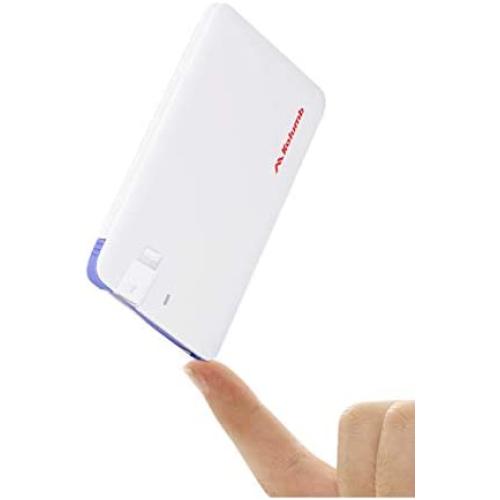 Ultra-Slim Ultra-Portable Ultra-Safe 2500mAh Wallet Pocket Power Card Power Bank, ONE-for-All External Mini Battery for Most Smart Phone and Digital Devices(White with Lightning Adapter)