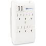 Cable Matters 6 Outlet Wall Mount Surge Protector with USB Charging in White (Updated Version with Dimmed LED Light)