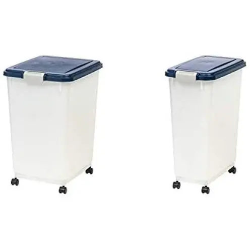 IRIS Airtight Pet Food Container, Navy/Pearl