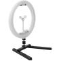 Qiilu 13In 100-240V Portable LED Ring Lamp, 3200K-5600K Dimmable Fill Light Photography Phone Clip Kit (US Plug)