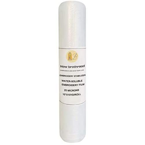 New brothread Light Weight Clear Wash Away - Water Soluble Embroidery Topping Film - 10"x10 Yd roll - Cut into Various Sizes for Machine Embroidery and Hand Sewing New brothread Light Weight Clear Wash Away - Water Soluble Embroidery Topping Film - 10"x10 Yd roll - Cut into Various Sizes for Machine Embroidery and Hand Sewing