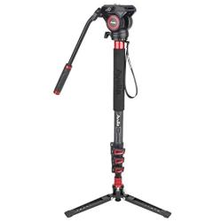 Avella CD324 Carbon Fiber Video Monopod Kit, with Fluid Head and Removable feet, 71 Inch Max Load 13.2 LB for DSLR and Video Camera