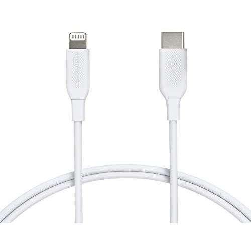 AmazonBasics USB-C to Lightning Cable, MFi Certified Apple Charger for iPhone 11 Pro/11 Pro Max - White, 3-Foot