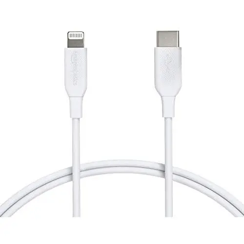 AmazonBasics USB-C to Lightning Cable, MFi Certified Apple Charger for iPhone 11 Pro/11 Pro Max - White, 3-Foot AmazonBasics USB-C to Lightning Cable, MFi Certified Apple Charger for iPhone 11 Pro/11 Pro Max - White, 3-Foot