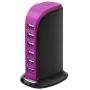 Quick Charge 3.0 USB Wall Charger 6 Ports Desktop QC 3.0 USB Hub Charging Station,Travel Charger Fast Charging Compatible with Phone, Tablets,Smartphones and More(Black +Rose Red