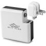 White Kaiman Wireless Power Bank: Portable Battery Charge Pack with 2 USB A, 1 USB C, and QI Fast Charging Pad - External Backup Wall Charger for Mobile Phone, Laptop, and More - Slim Travel Charger