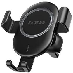 Zagzog Wireless Car Charger Mount Adjustable Gravity Air Vent Phone Holder for iPhone and Android Smartphones Qi Certified (Black)