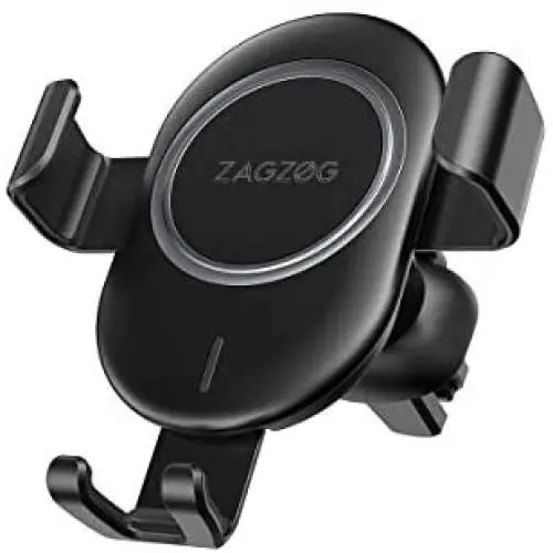 Zagzog Wireless Car Charger Mount Adjustable Gravity Air Vent Phone Holder for iPhone and Android Smartphones Qi Certified (Black) Zagzog Wireless Car Charger Mount Adjustable Gravity Air Vent Phone Holder for iPhone and Android Smartphones Qi Certified (Black)