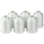 Simthread Embroidery Thread Essential Pack Bundle | 15White + 10Black Prewound Bobbin & 6 White Machine Embroidery Threads