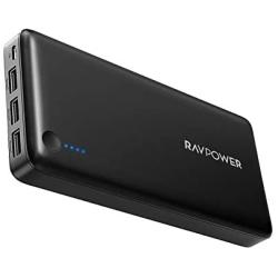 Portable Charger RAVPower 26800mAh Power Bank Battery Pack Total 5.5A Output External Battery 3 Ports Portable Phone Charger Compatible with iPhone 11 Pro Max SE iPad Samsung Galaxy S20 Note10 (Black)