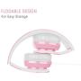 Elecder i40 Headphones with Microphone Foldable Lightweight Adjustable Wired On Ear Headsets with 3.5mm Jack for iPad Cellphones Laptop Computer Smartphones MP3/4 Kindle Airplane School (Pink/White)