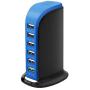 Quick Charge 3.0 USB Wall Charger 6 Ports QC 3.0 Desktop USB Hub Charging Station,Travel Charger Fast Charging Compatible with Phones,Tablets,Smartphones and More(Balck +Blue)