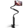 Phone Holder Bed Gooseneck Mount - Lamicall Flexible Arm 360 Mount Clip Bracket Clamp Stand for Cell Phone 11 Pro XS Max XR X 8 7 6 Plus 5 4, Galaxy S10 S9 S8 S7 S6, Overall Length 33.4In(Black)